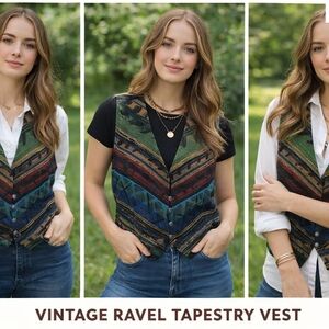 Roper Multicolor Tapestry Button Down Vest